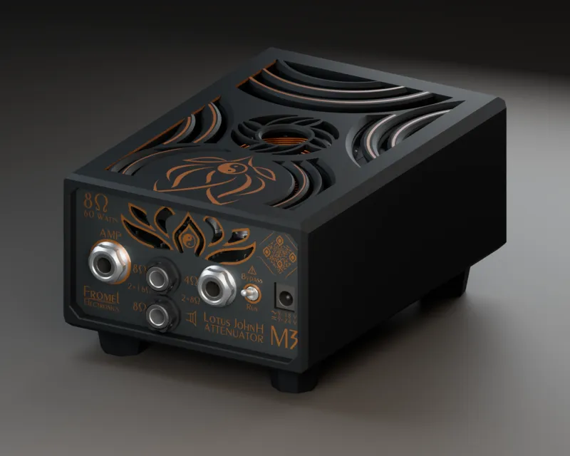 The jack panel: amp input, speaker outputs, bypass switch, EXT Power jack and the QR code